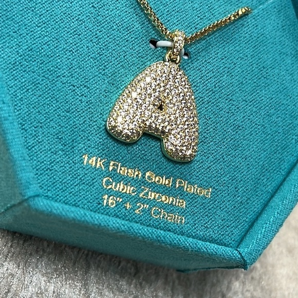 Brand New Elements of Love 14K Gold Plated Chain Necklace Bubble Balloon “A” - Picture 4 of 15